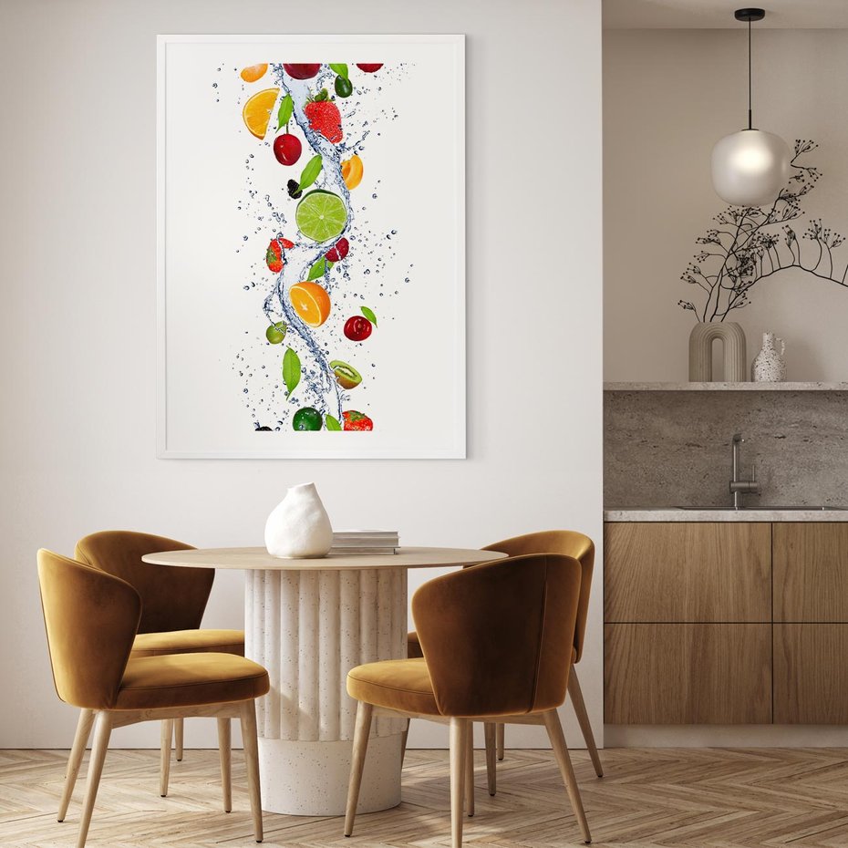 Plakat bez ramy 50x70 - Kulinarne Inspiracje - owoce, woda