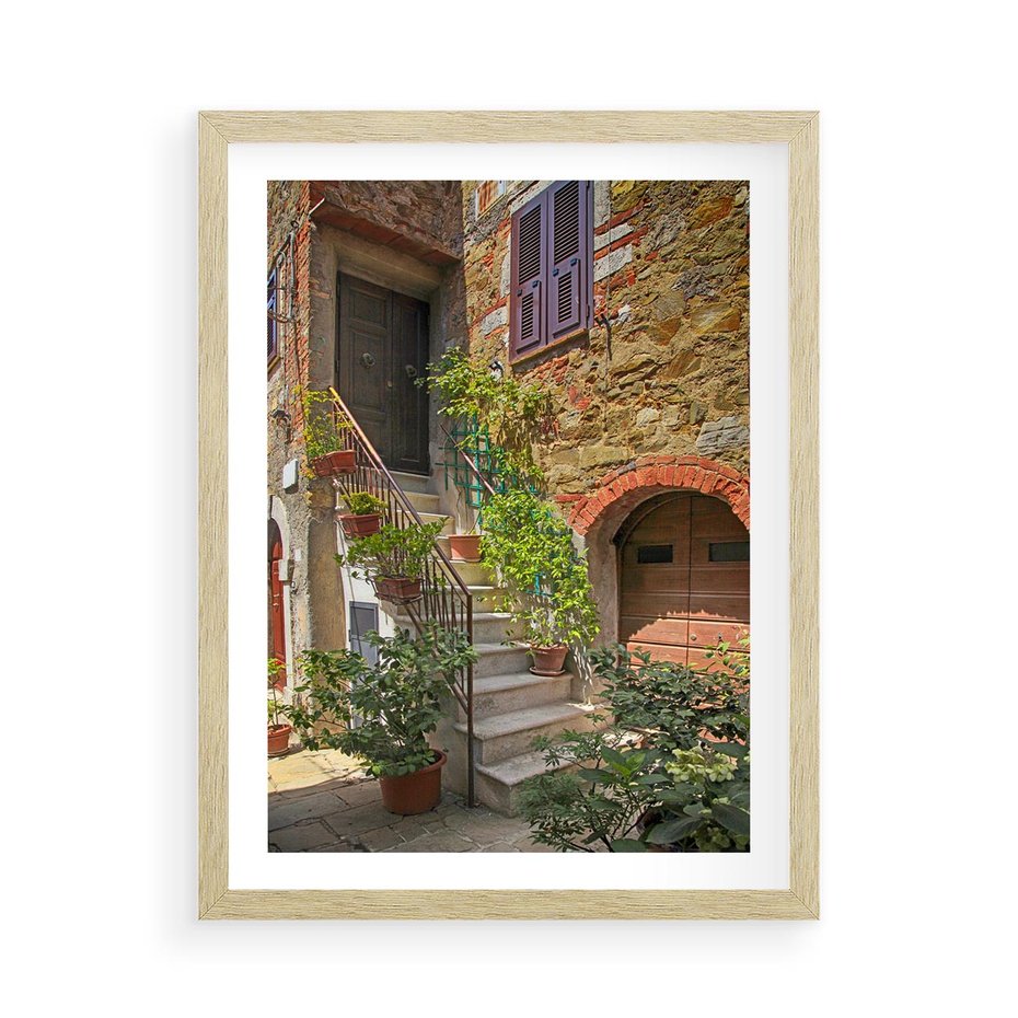 Plakat w ramie 50x70 - Wznies się na wyżyny - schody, perspektywa - rama drewno