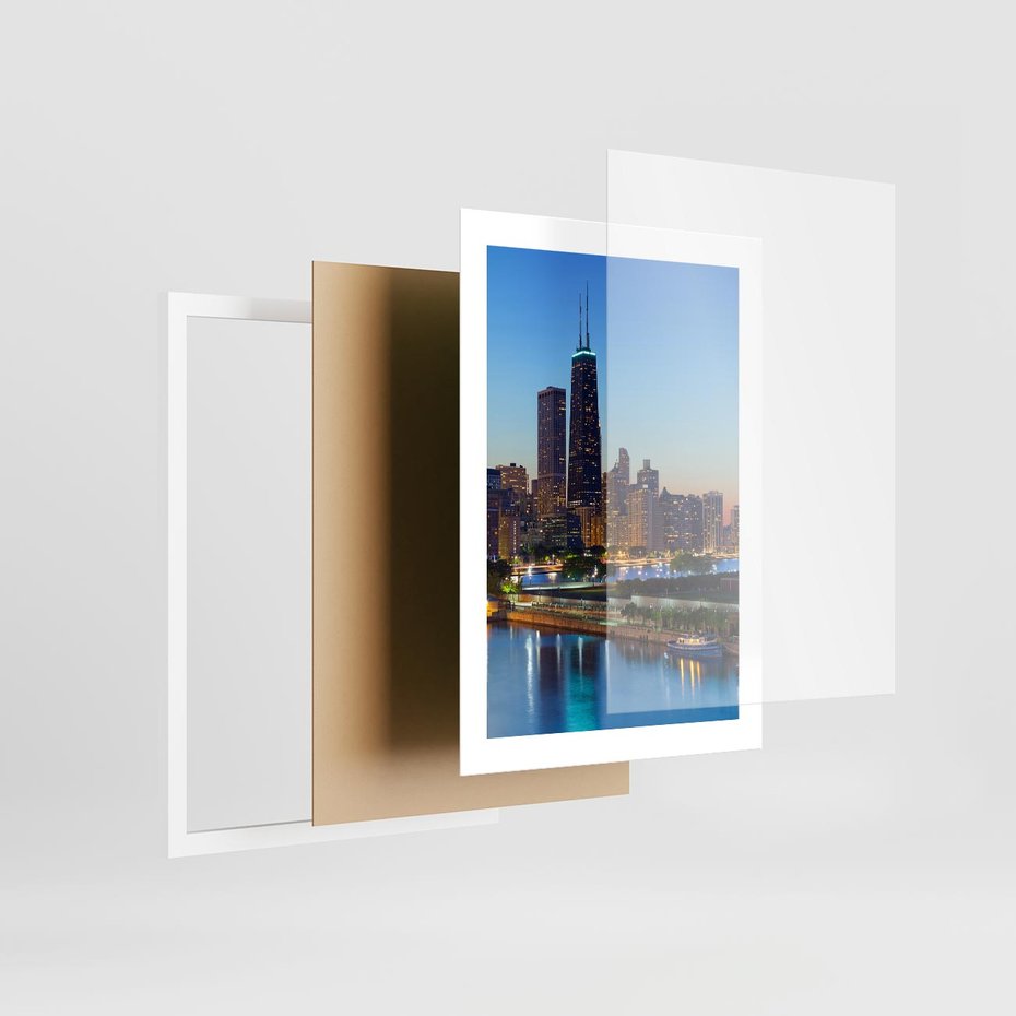 Plakat w ramie 30x40 - Miasto nad Rzeką - miasto, rzeka - rama biała