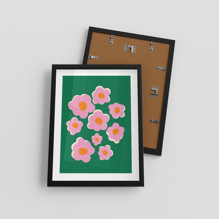 Plakat w ramie 30x40 - Przenikające Refleksje - abstrakcyjny plakat, boho styl - rama czarna