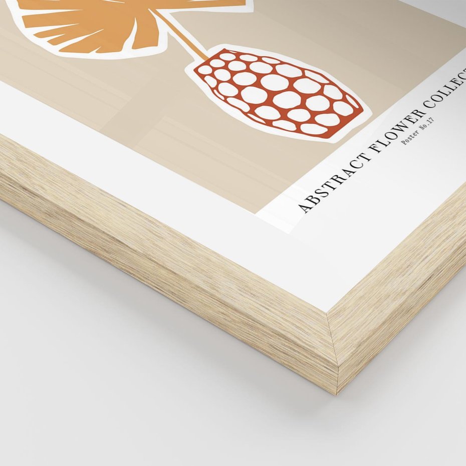 Plakat w ramie 30x40 - Kwiatowa Kreatywność - tropikalny liść w wazonie, typografia - rama drewno