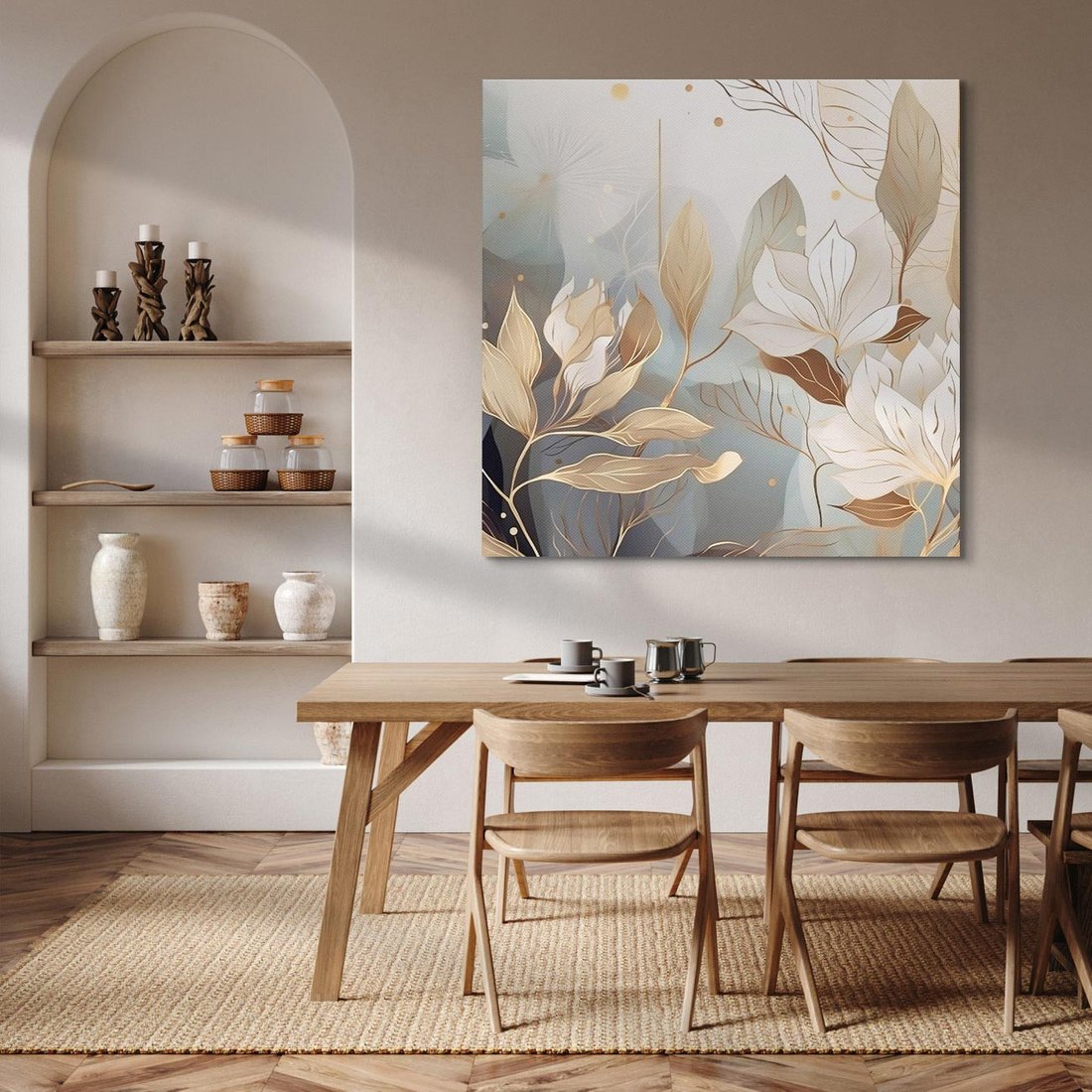 Obraz na płótnie 70x70 - Ekspresjonistyczny deszcz uczuć - grafika, złote kwiaty