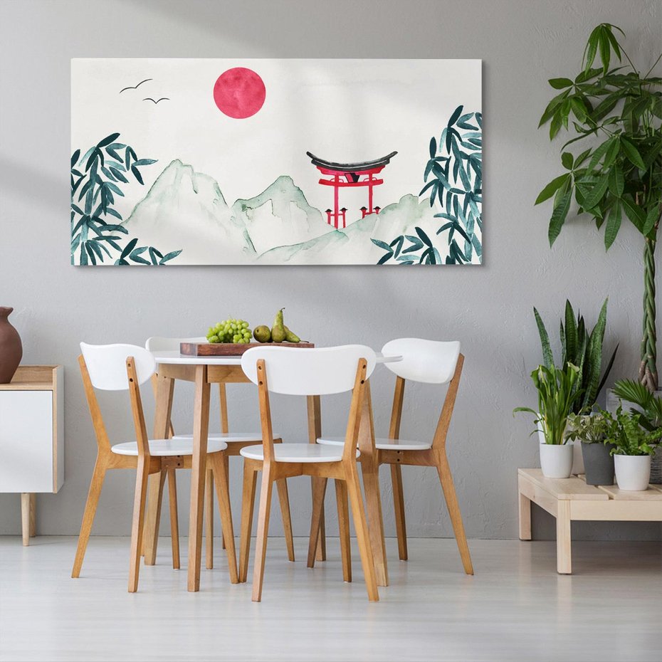 Obraz na płótnie 100x50 - Słońce nad Górami - japoński krajobraz, góry