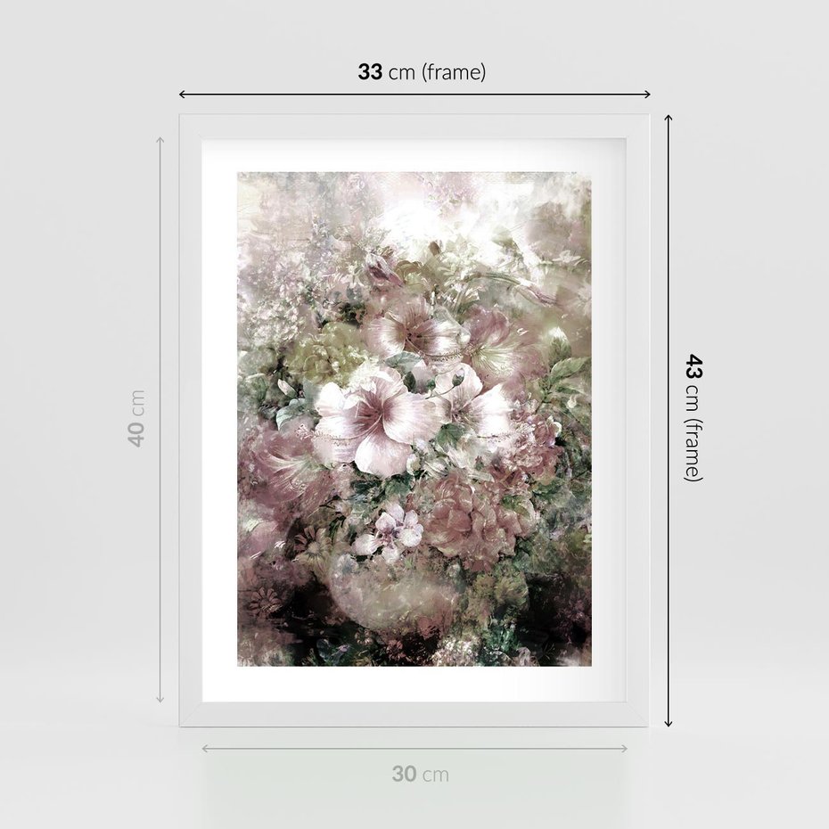 Plakat w ramie 30x40 - Piękno natury na płótnie - kwiaty, olejne - rama biała