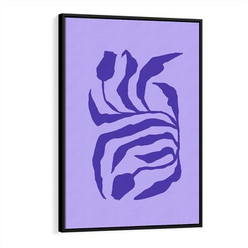 Obraz w ramie 50x70 - Boho Sztuka Wolności - kwiaty, energetyczne fioletowe tło - rama czarna