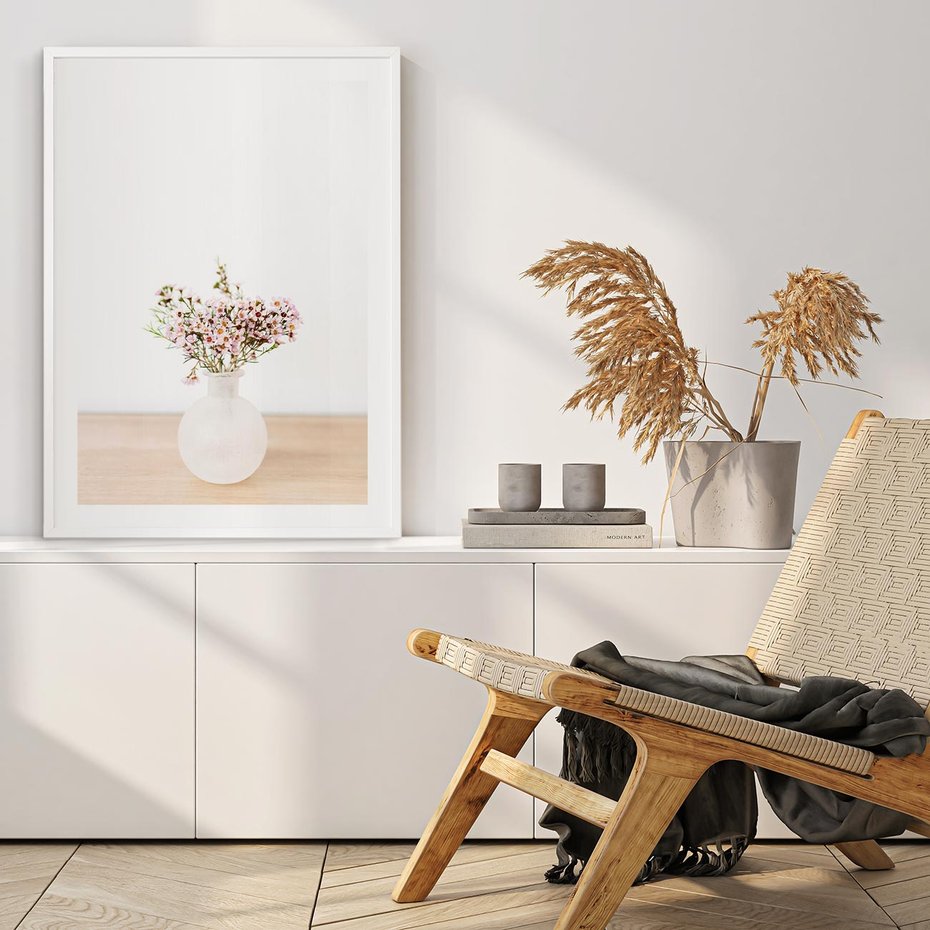 Plakat bez ramy 40x50 - Kwiaty w Minimalistycznym Wazonie - kwiaty, wazon