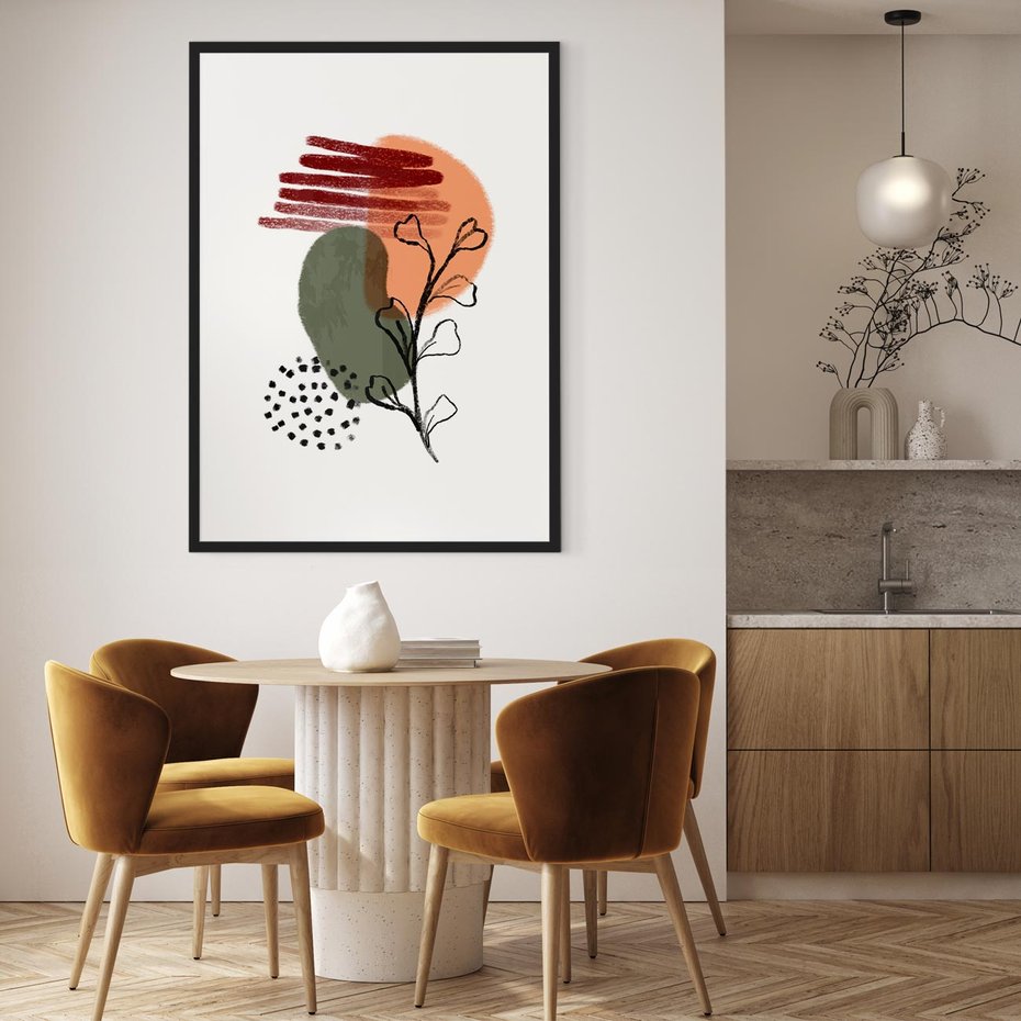 Plakat bez ramy 50x70 - Przenikające Widzenia - abstrakcyjna sztuka, liście