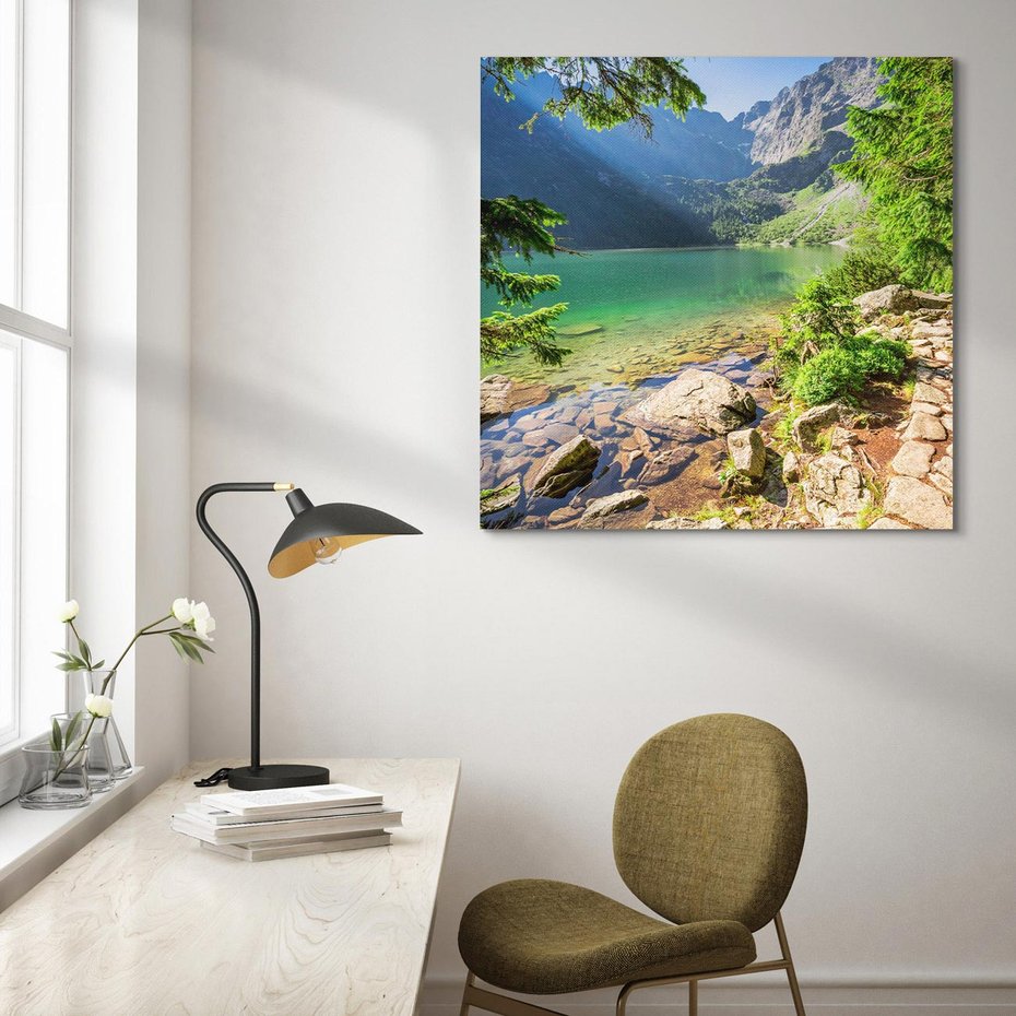 Obraz na płótnie 40x40 - Mistyczna Przyroda - góry, jezioro