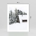 Plakat bez ramy 40x50 - Zimowy Urok - śnieg, domek w górach