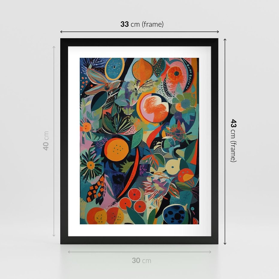 Plakat w ramie 30x40 - Echa Nietuzinkowych Wzorców - abstrakcyjny obraz olejny, jak picasso - rama czarna