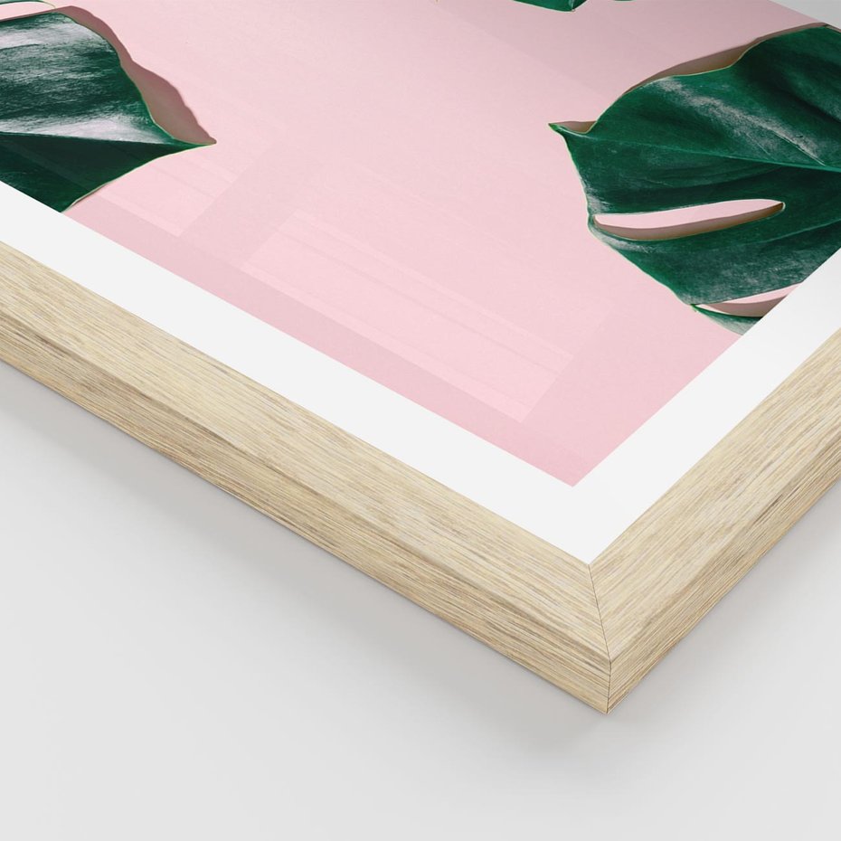Plakat w ramie 40x50 - Siła Natury - liście, monstera - rama drewno