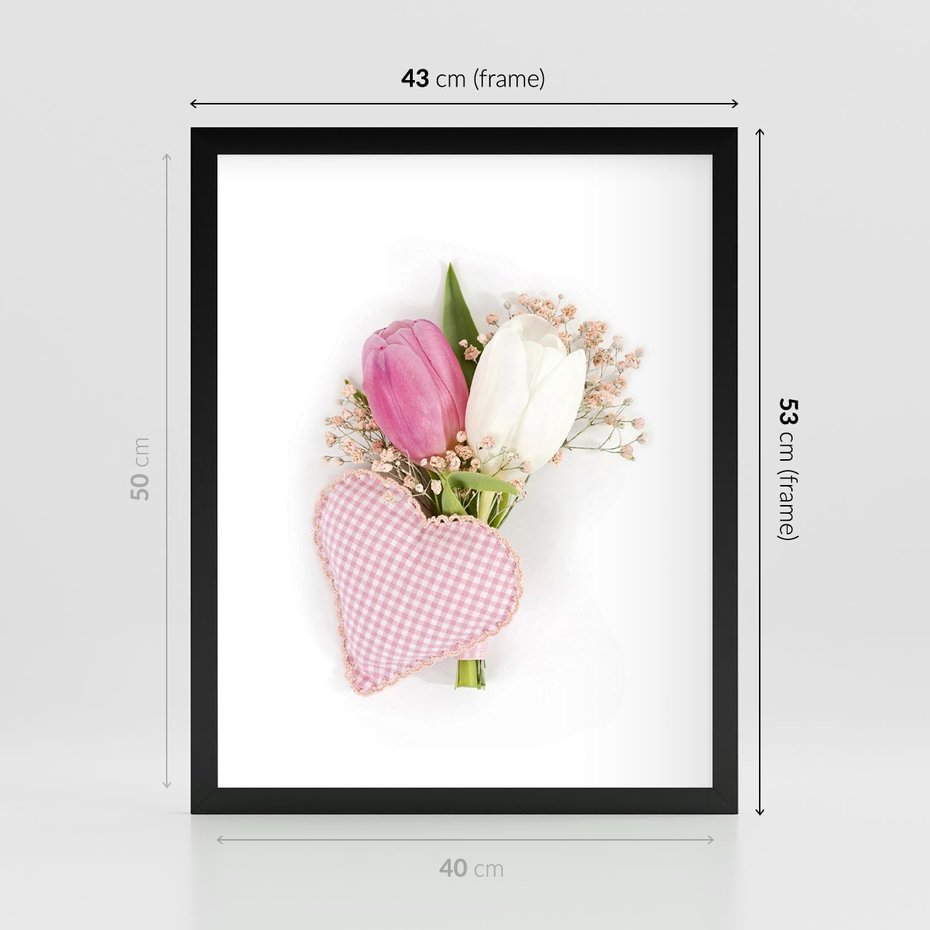 Plakat w ramie 40x50 - Kolorowa Harmonia - kwiaty, bukiet - rama czarna