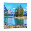 Obraz na płótnie 40x40 - spotkanie natury - góry, jezioro