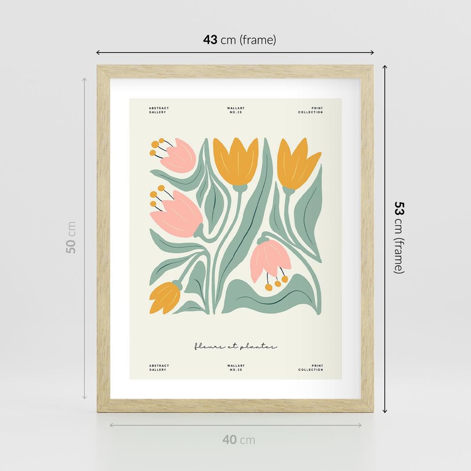 Plakat w ramie 40x50 - Tajemnicza Aura - kwiaty, nowoczesna abstrakcja - rama drewno