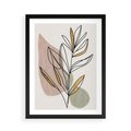 Plakat w ramie 50x70 - Impulsy Subtelnej Harmonii - abstrakcyjny obraz boho, liście - rama czarna