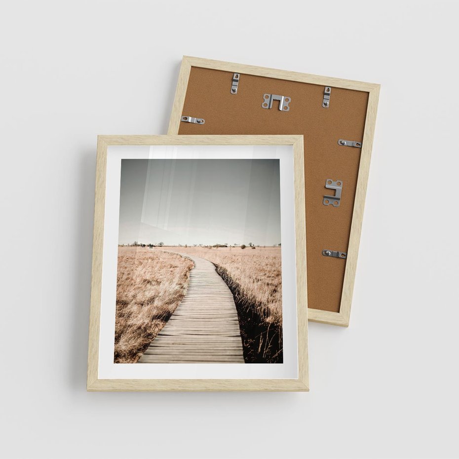 Plakat w ramie 40x50 - Spacer Ścieżką w Suchych Trawach - ścieżka wśród suchych traw - rama drewno