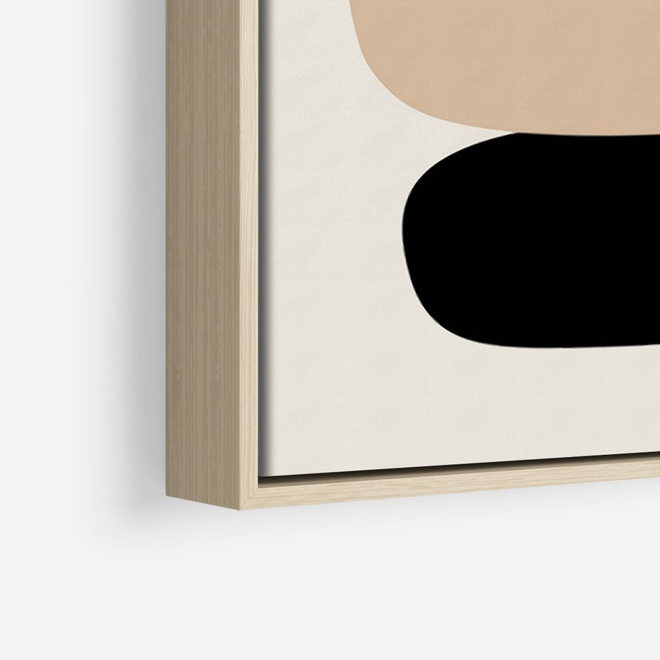 Obraz w ramie 80x120 - Zgeometryzowane Kształty - modernistyczny plakat, obłe kształty - rama drewno