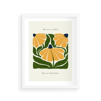 Plakat w ramie 40x50 - Kreatywne Wibracje - sztuka nowoczesna, kolorowe kwiaty - rama biała