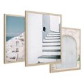 Zestaw obrazy w ramie 50x70 galeria - Santorini, Włochy, podróż - rama drewno