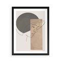 Plakat w ramie 50x70 - Jedną Linią: Kobieca Twarz - abstrakcja, plamy w tle - rama czarna
