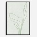 Obraz w ramie 70x100 - Zielona Równowaga Linii - abstrakcyjne delikatne zielone linie, nowoczesny plakat - rama czarna