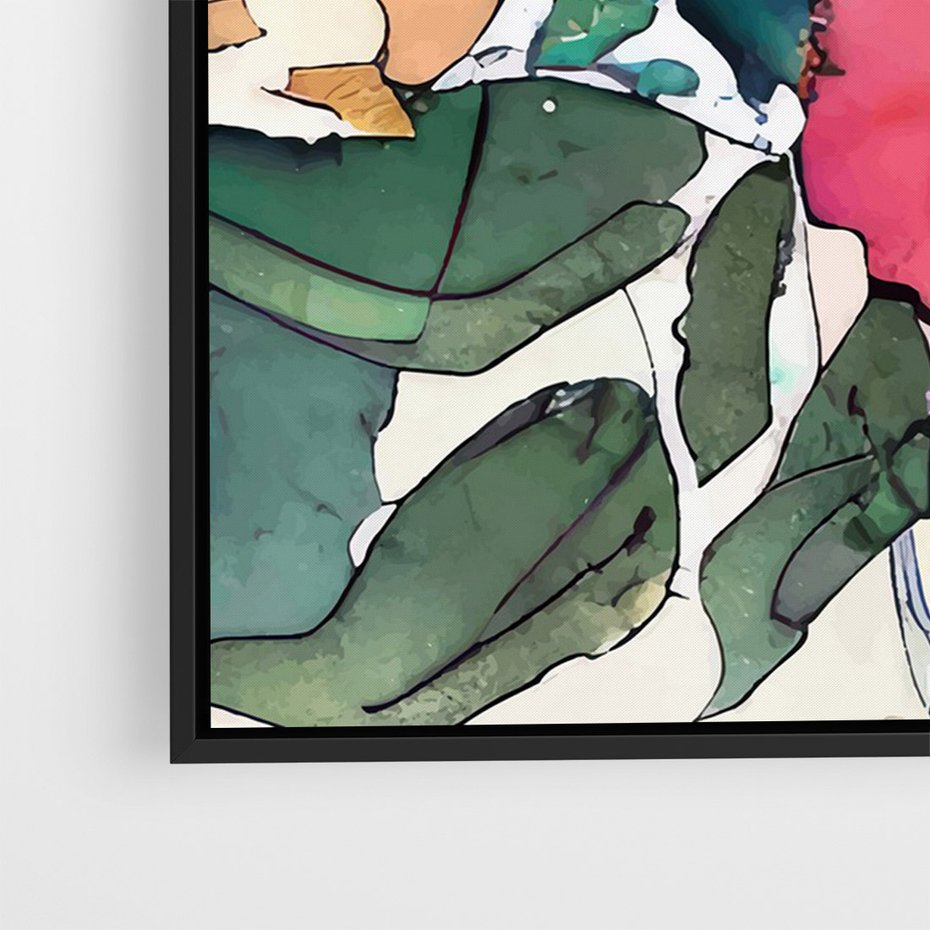 Obraz w ramie 50x70 - Kwiatowy Impuls Kolorów - abstrakcyjne kolorowe kwiaty, szkic - rama czarna