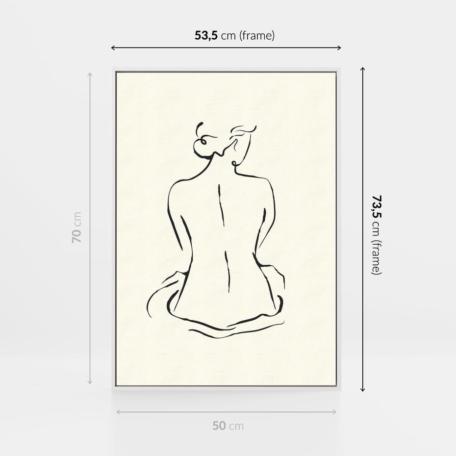 Obraz w ramie 50x70 - Migotliwa Symfonia - kobieta akt, minimalizm - rama biała