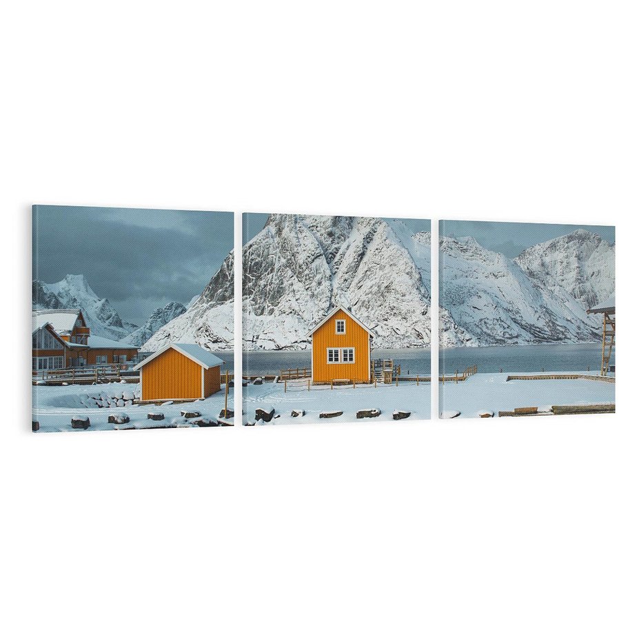 Obraz na płótnie 120x40 - Minimalizm i Urok Natury - skandynawskie, domki