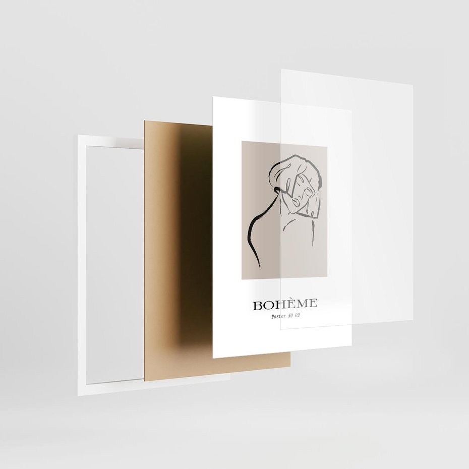 Plakat w ramie 50x70 - Echa Nieznanych Konturów - boho plakat, typografia - rama biała