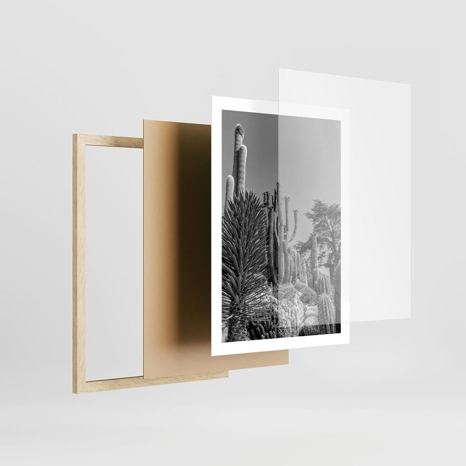 Plakat w ramie 50x70 - Pustynny Klimat - czarno białe zdjecie, pustynia - rama drewno