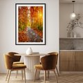 Plakat bez ramy 21x30 - Kolorowe drzewa na ścieżce jesieni - las, jesień