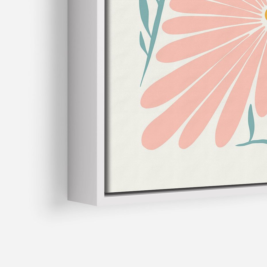 Obraz w ramie 80x120 - Symfonia Światła - typografia, pastelowa stokrotka - rama biała