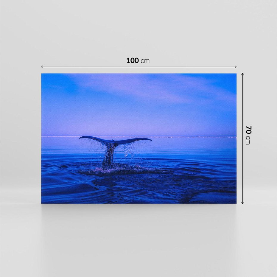 Obraz na płótnie 100x70 - Morze, fale i skały - wieloryb, morze