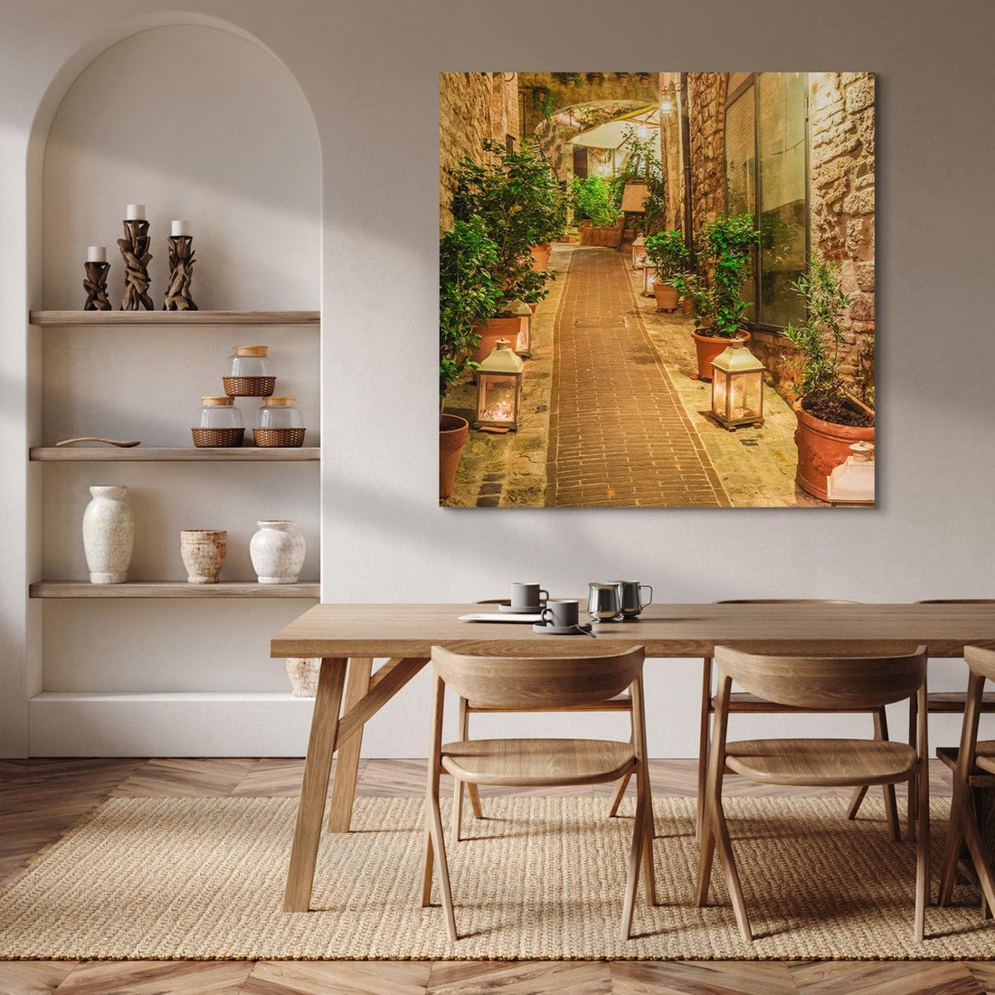 Obraz na płótnie 40x40 - Perspektywa Uliczki Miejskiej - uliczka, perspektywa