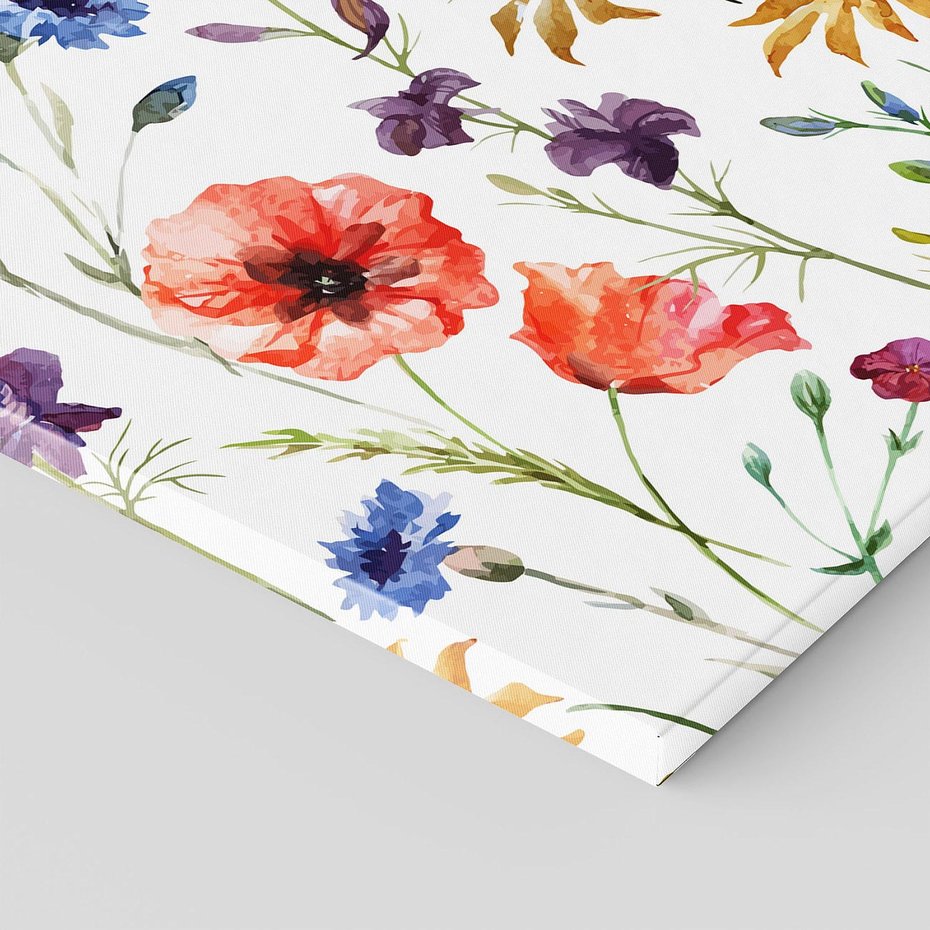 Obraz na płótnie 70x100 - Kwiatowe radości na łące - kwiaty, łączka