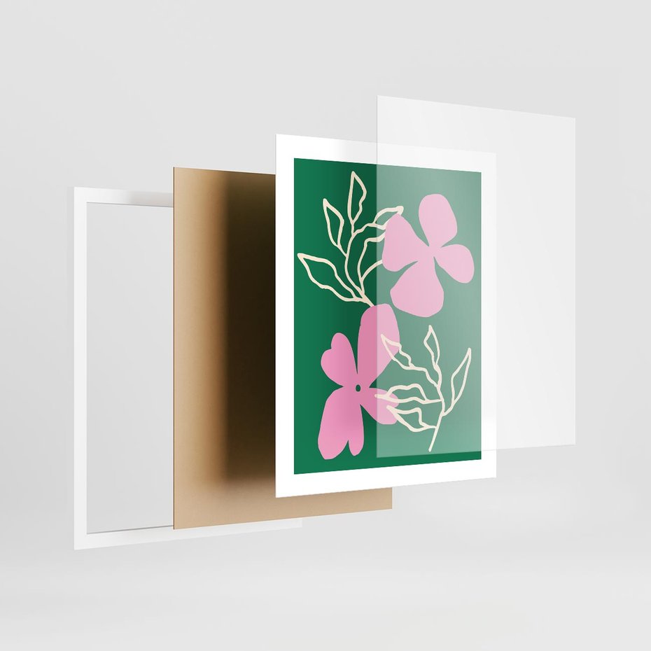 Plakat w ramie 40x50 - Wewnętrzne Fale - abstrakcyjny plakat, boho styl - rama biała