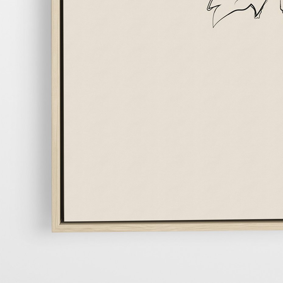 Obraz w ramie 50x70 - Przenikający Dialog - szkic kwiatu, mnimalistyczny szkic - rama drewno