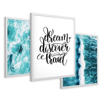 Zestaw obrazy w ramie 40x50 galeria - Podróż, cytat, motywacja - rama biała