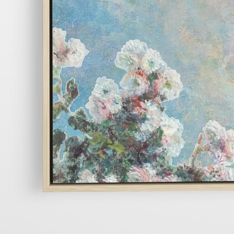 Obraz w ramie 70x50 - Księżycowy sen artysty - subtelny obraz olejny, minimalizm - rama drewno