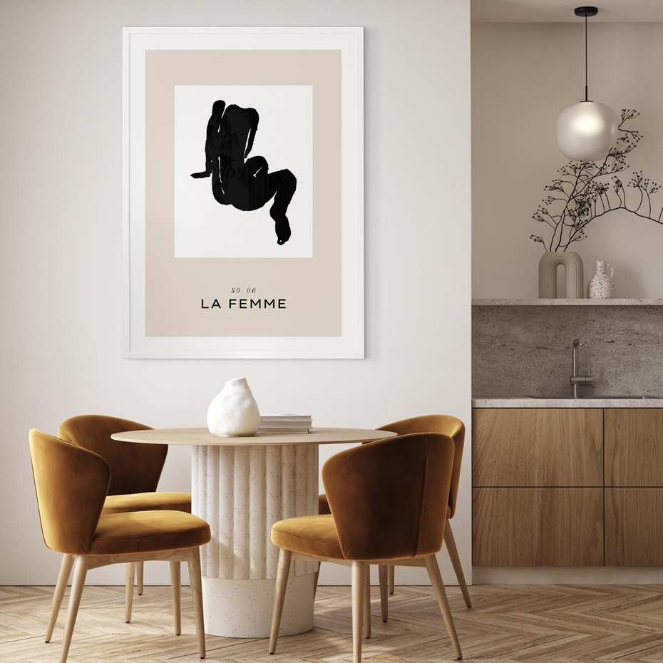 Plakat w ramie 50x70 - Boho Harmonia Stylu - abstrakcyjna sztuka, akt - rama biała