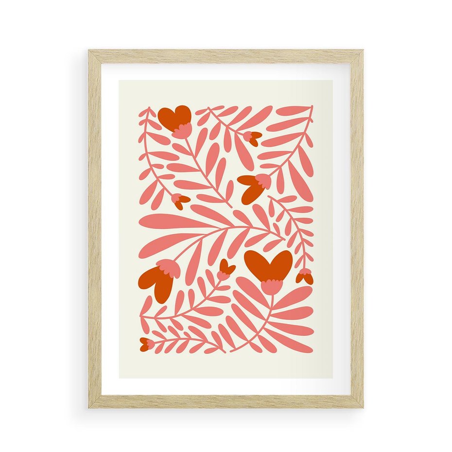 Plakat w ramie 50x70 - Taniec komplementarnych barw - kwiaty, pastelowe kolory - rama drewno