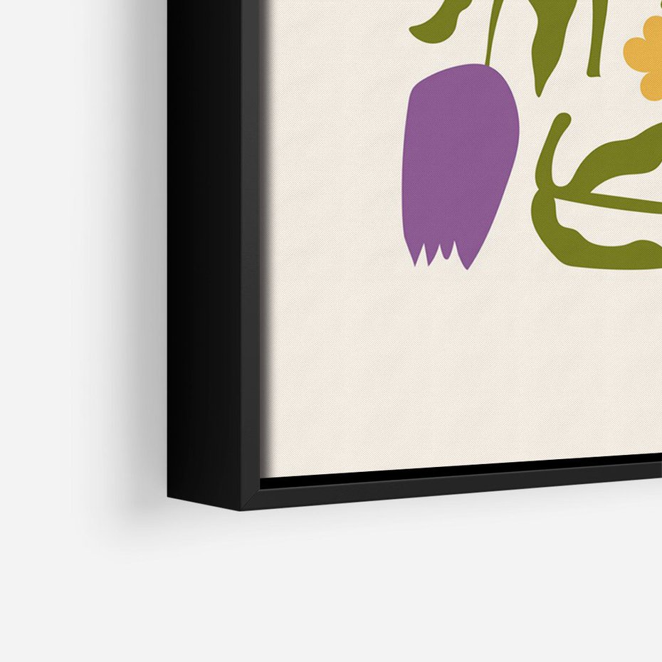 Obraz w ramie 50x70 - Minimalistyczna Harmonia - kwiaty, sztuka nowoczesna - rama czarna