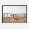 Obraz w ramie 100x70 - Letnia retro bajka - fotografia, pasiaste leżaki - rama czarna