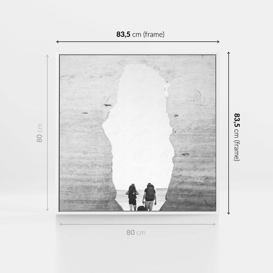 Obraz w ramie 80x80 - Podróżna Eksploracja - Echa Przygody - rama biała