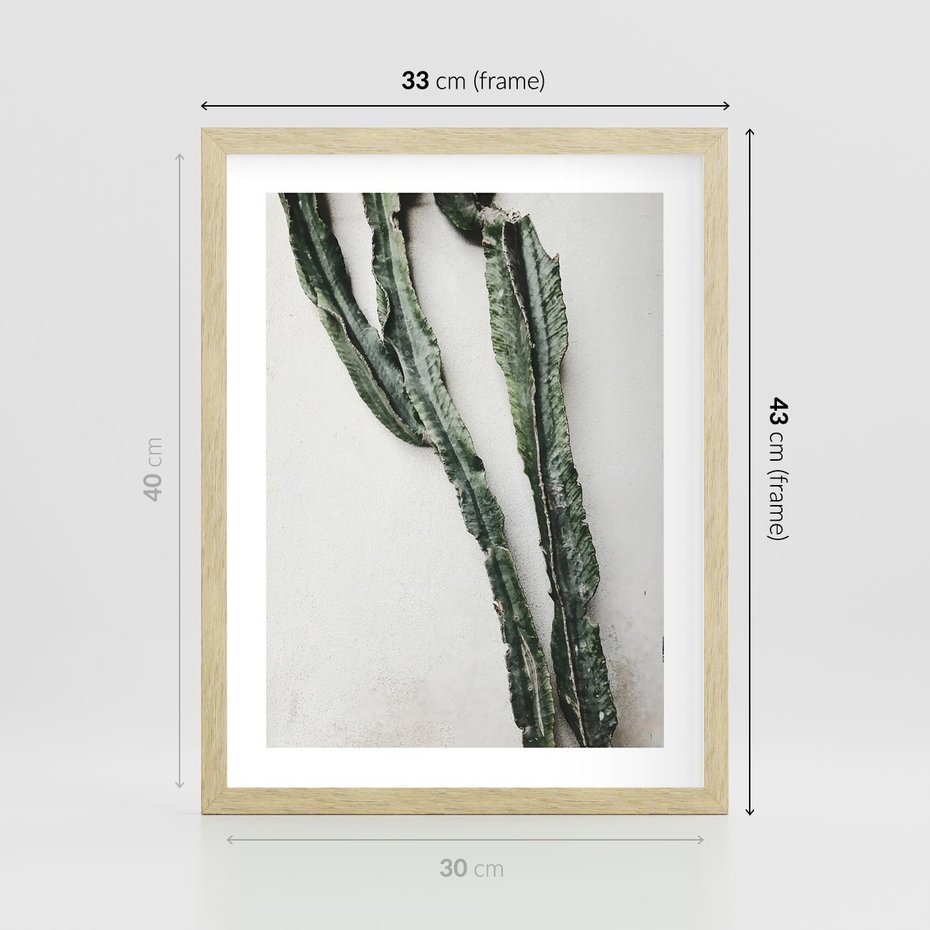 Plakat w ramie 30x40 - Zielona Roślina z Liśćmi - zielona roślina, liście - rama drewno
