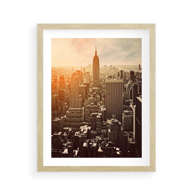 Plakat w ramie 40x50 - Nowojorska Skyline - Manhattan, Nowy Jork - rama drewno