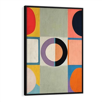 Obraz w ramie 50x70 - Taniec Kształtów Emocji - abstrakcyjne geometryczne kształty, olejny obraz - rama czarna