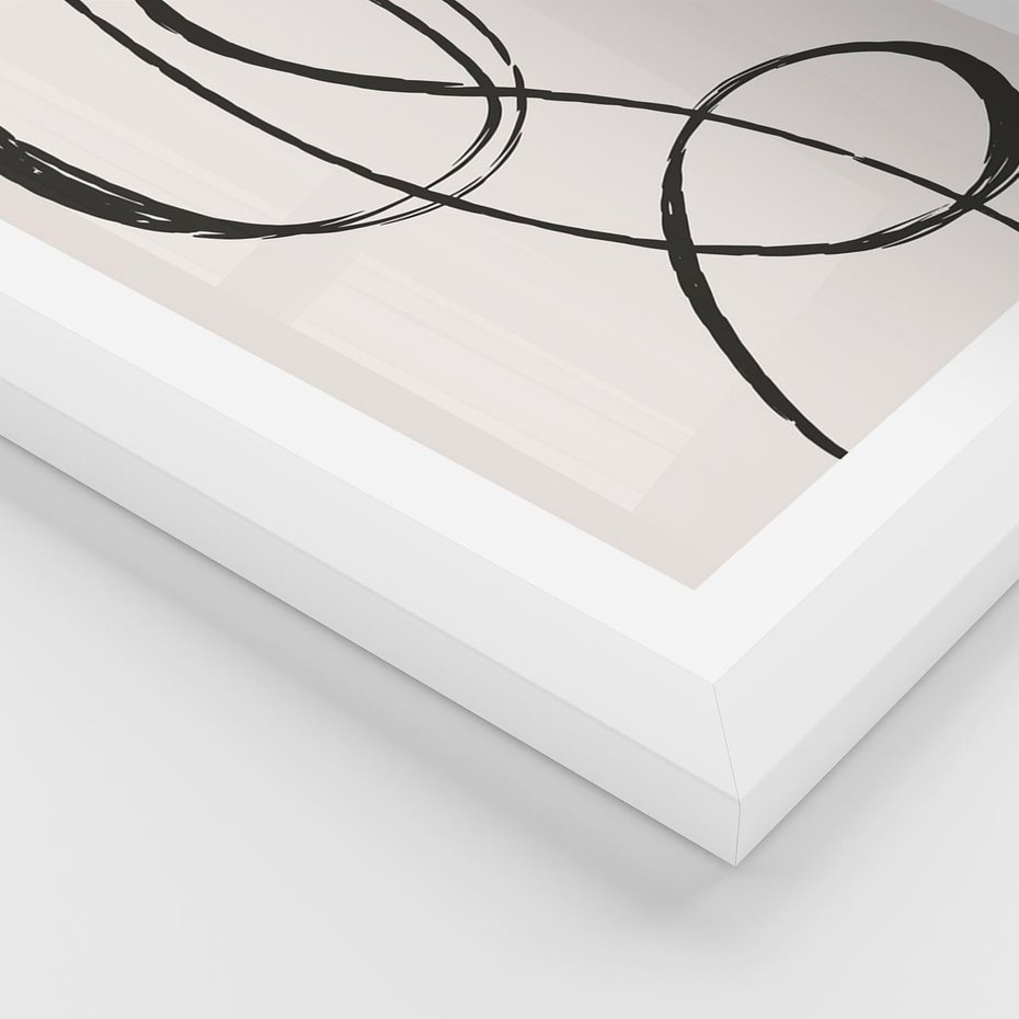 Plakat w ramie 30x40 - Zaklęte Linie - abstrakcyjne szkicowane linie, minimalizm - rama biała
