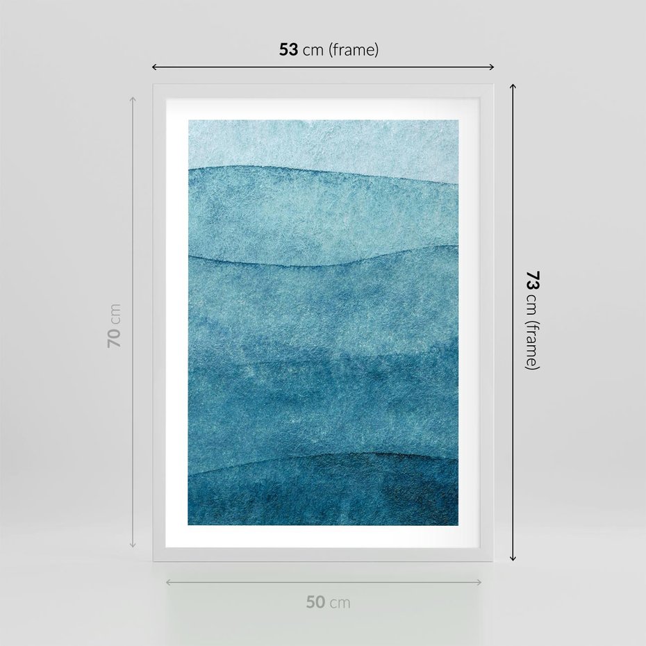 Plakat w ramie 50x70 - Kolorowe fale akwareli - akwarela, fale - rama biała