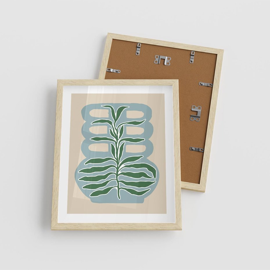 Plakat w ramie 40x50 - Wewnętrzne Spektrum - boho styl, wazon - rama drewno